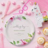 ピンクマグノリアフレームナプキン ペーパープレート (パーティー)