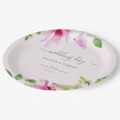 ピンクマグノリアフレームナプキン ペーパープレート (アングル)