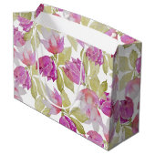 ピンクマグノリアフローラウォーターカラーアート ラージペーパーバッグ (裏面アングル)
