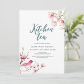 ピンクマグノリアフローラキッチンティーパーティの招待状 招待状 (スタンド正面)