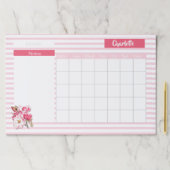 ピンクマグノリアフローラパーソナライズされた月次カレンダー ペーパーパッド (インサイチュ)