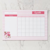 ピンクマグノリアフローラパーソナライズされた月次カレンダー ペーパーパッド (正面)