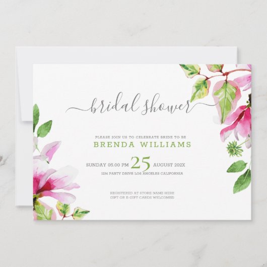 ピンクマグノリアフローラフレーム保存日付 セーブザデート (正面)