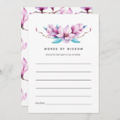 ピンクマグノリアフローラブライダルシャワー アドバイスカード (正面/裏面)
