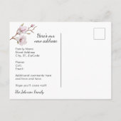 ピンクマグノリアフローラブーケ新しいアドレス 案内ポストカード (裏面)