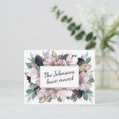 ピンクマグノリアフローラブーケ新しいアドレス 案内ポストカード (スタンド正面)