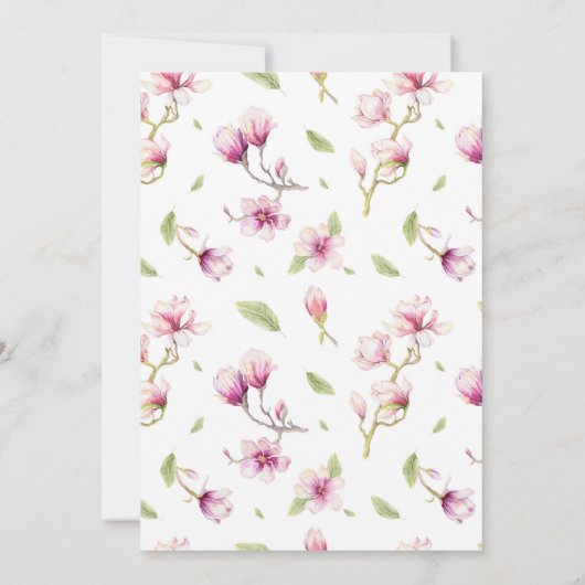 ピンクマグノリアフローラベビーシャワー招待状 招待状 (裏面)