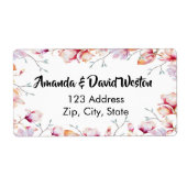 ピンクマグノリアフローラホワイトアドレス ラベル (正面)