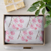 ピンクマグノリアフローラ水色エレガントヴィンテージ 薄葉紙 (ギフト)