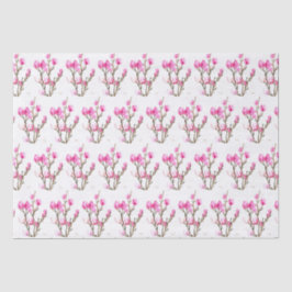 ピンクマグノリアフローラ水色エレガントヴィンテージ 薄葉紙