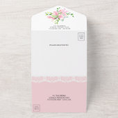 ピンクマグノリアフローラ結婚リース オールインワン招待状 (外側)