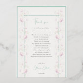ピンクマグノリアブライダルシャワーサンキューカード箔 箔招待状 (裏面)