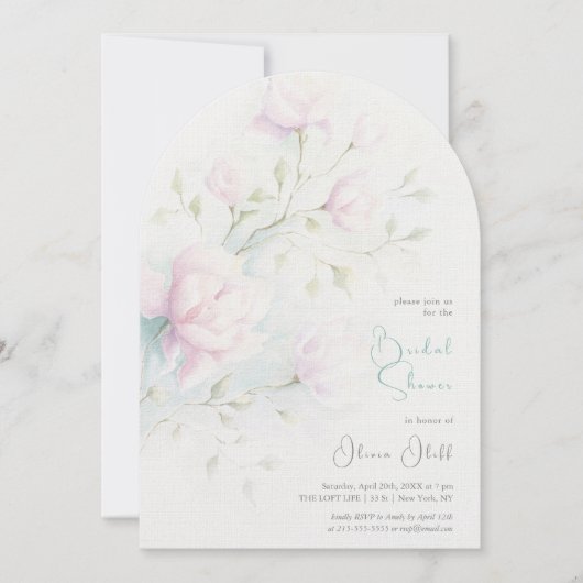 ピンクマグノリアブライダルシャワー 招待状 (正面)