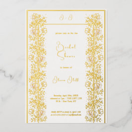 ピンクマグノリアブライダルシャワー 箔招待状