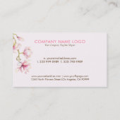 ピンクマグノリアモダンウォーターカラーイラストレーション 名刺 (裏面)