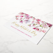 ピンクマグノリアモダンフローラハッピーマザーズの日 箔招待状 (回転した状態)