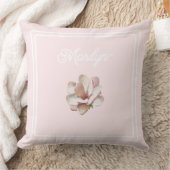 ピンクマグノリアモノグラムの装飾用クッション クッション (ブランケット)