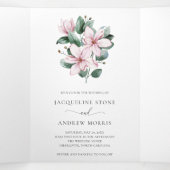 ピンクマグノリアユーカリプタスフローラ結婚写真 三つ折り招待状 (内部中)