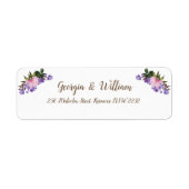 ピンクマグノリアラベンダーフローラ差出人住所ラベル ラベル (正面)