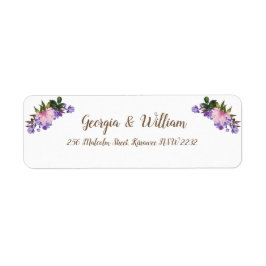 ピンクマグノリアラベンダーフローラ差出人住所ラベル ラベル