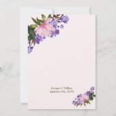 ピンクマグノリアラベンダーフローラ結婚式招待状 招待状 (裏面)