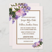 ピンクマグノリアラベンダーフローラ結婚式招待状 招待状 (正面/裏面)