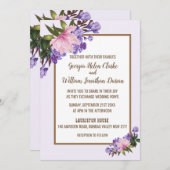 ピンクマグノリアラベンダーフローラ結婚式招待状 招待状 (正面/裏面)