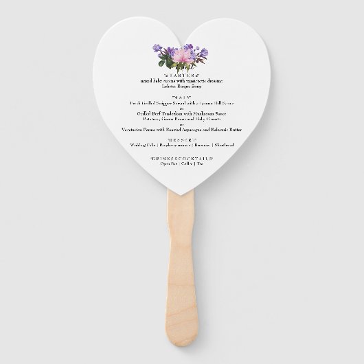 ピンクマグノリアラベンダー結婚フローラのメニューファン ハンドファン (裏面)