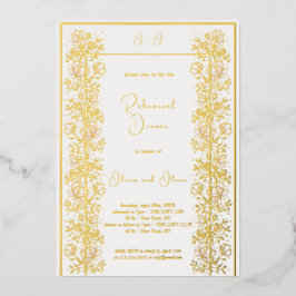 ピンクマグノリアリハーサルディナー 箔招待状