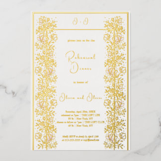 ピンクマグノリアリハーサルディナー 箔招待状