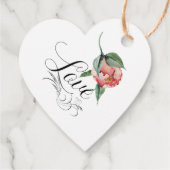 ピンクマグノリア伝統的フローラハートありがとう フェイバータグ (裏面)