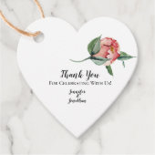 ピンクマグノリア伝統的フローラハートありがとう フェイバータグ (正面)