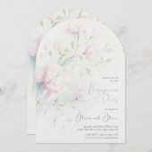 ピンクマグノリア婚約パーティ招待状 招待状 (正面/裏面)