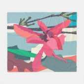 ピンクマグノリア抽象芸術フローラカラーブロックホーム フリースブランケット (正面(横))