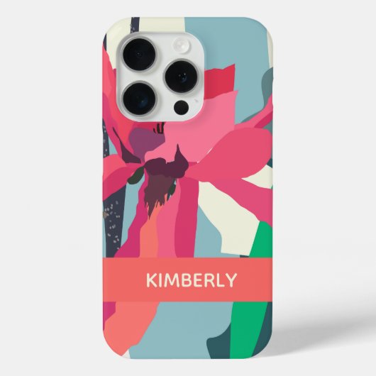 ピンクマグノリア抽象芸術フローラ色ブロックカスタム Case-Mate iPhoneケース (裏面)