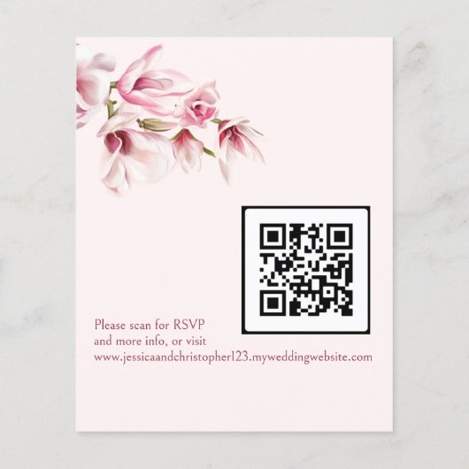 ピンクマグノリア春の花予算の結婚式 (裏面)