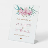 ピンクマグノリア春庭園の結婚式歓迎サイン 台座サイン (正面)