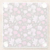 ピンクマグノリア模様コースター ガラスコースター (裏面)