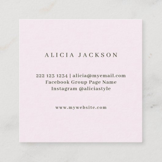 ピンクマグノリア水彩モダンウェディングプランナー スクエア名刺 (裏面)