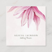 ピンクマグノリア水彩モダンウェディングプランナー スクエア名刺 (正面)