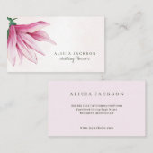 ピンクマグノリア水彩モダンウェディングプランナー 名刺 (正面/裏面)