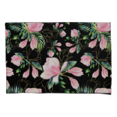 ピンクマグノリア水彩模様 枕カバー (正面左)