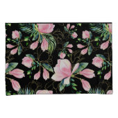 ピンクマグノリア水彩模様 枕カバー (正面右)