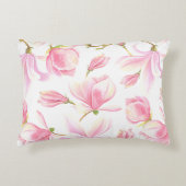 ピンクマグノリア水彩色 アクセントクッション (正面)
