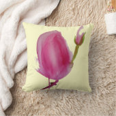 ピンクマグノリア水彩花オリジナルアート クッション (ブランケット)