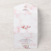 ピンクマグノリア水結婚色 オールインワン招待状 (外側)