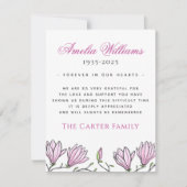 ピンクマグノリア流れ葬儀悔やみや弔慰サンキューカード サンキューカード (正面)