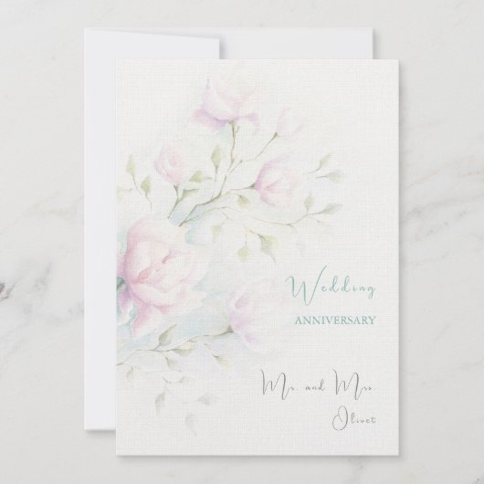 ピンクマグノリア結婚の記念日 招待状 (正面)