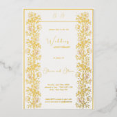 ピンクマグノリア結婚の記念日 箔招待状 (正面)