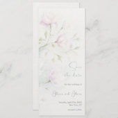 ピンクマグノリア結婚式の日付を保存 招待状 (正面/裏面)